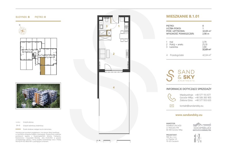 Apartament wakacyjny 32,69 m², parter, oferta nr B/1/01