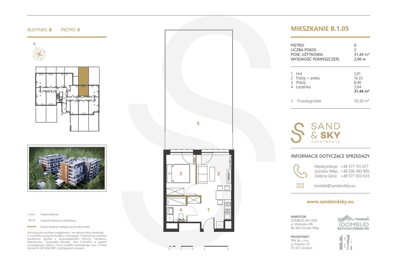 Apartament wakacyjny 31,44 m², parter, oferta nr B/1/05