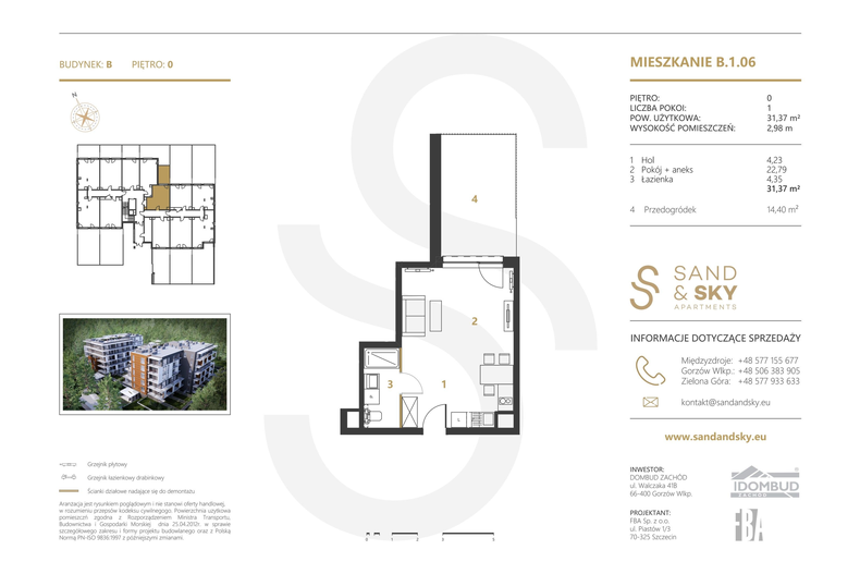 Apartament wakacyjny 31,37 m², parter, oferta nr B/1/06