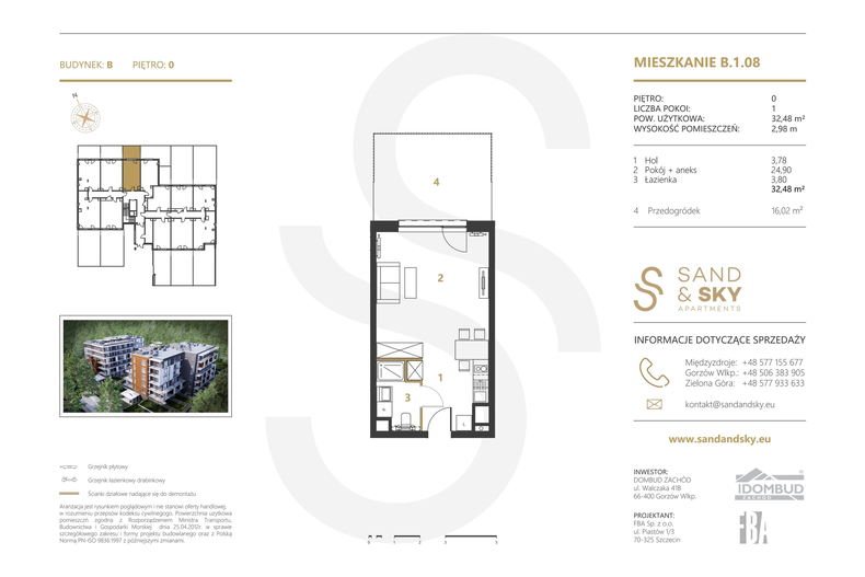 Apartament wakacyjny 32,48 m², parter, oferta nr B/1/08