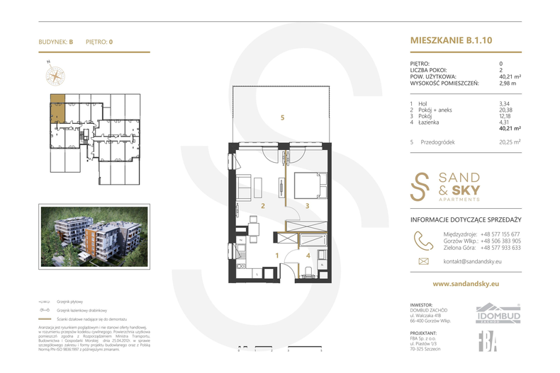 Apartament wakacyjny 40,21 m², parter, oferta nr B/1/10