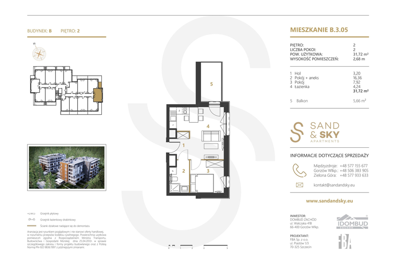 Apartament wakacyjny 31,72 m², piętro 2, oferta nr B/3/05