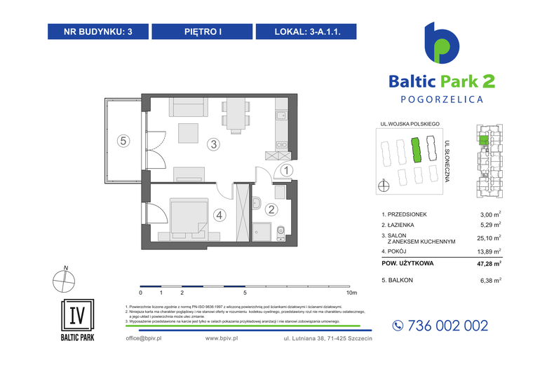 Apartament wakacyjny 47,28 m², piętro 1, oferta nr 3-A.1.1
