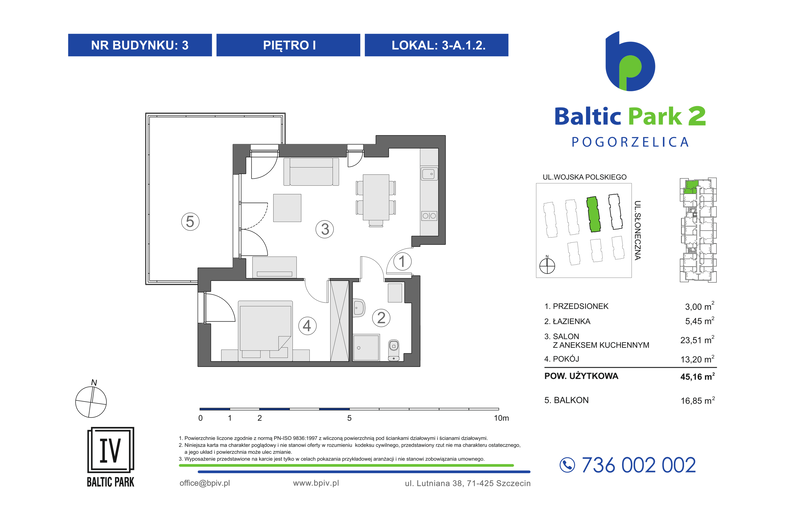 Apartament wakacyjny 45,16 m², piętro 1, oferta nr 3-A.1.2