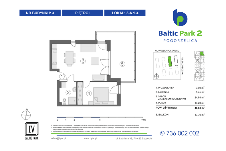 Apartament wakacyjny 46,63 m², piętro 1, oferta nr 3-A.1.3