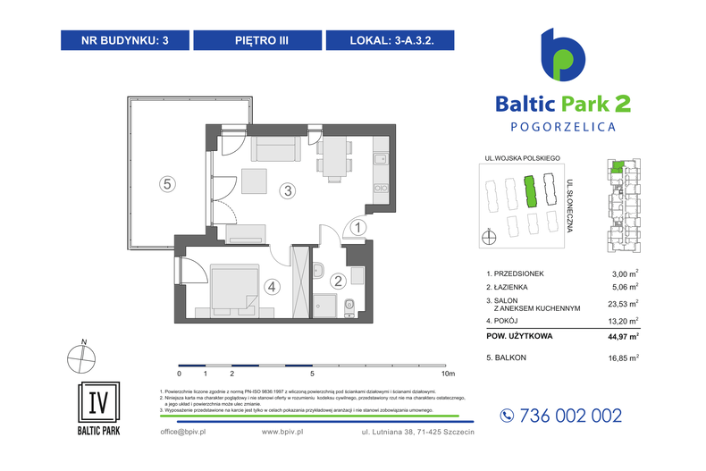 Apartament wakacyjny 44,79 m², piętro 3, oferta nr 3-A.3.2