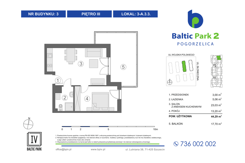 Apartament wakacyjny 44,29 m², piętro 3, oferta nr 3-A.3.3