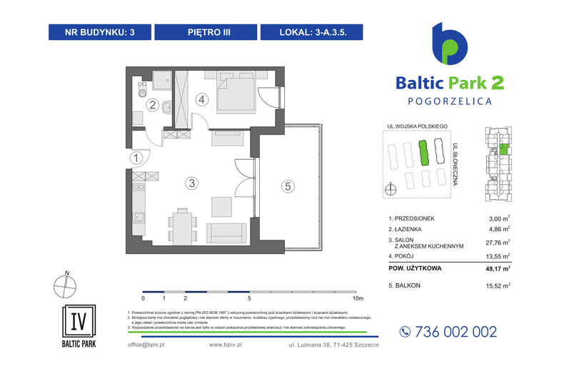 Apartament wakacyjny 49,17 m², piętro 3, oferta nr 3-A.3.5