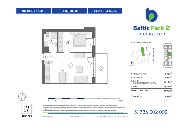 Apartament wakacyjny 47,95 m², piętro 3, oferta nr 3-A.3.6