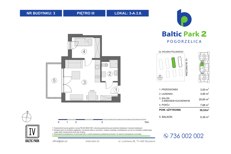 Apartament wakacyjny 36,53 m², piętro 3, oferta nr 3-A.3.8