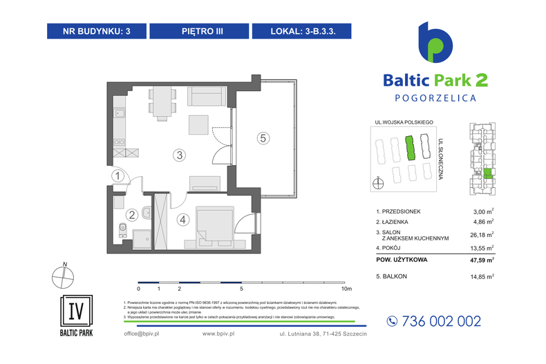 Apartament wakacyjny 47,59 m², piętro 3, oferta nr 3-B.3.3