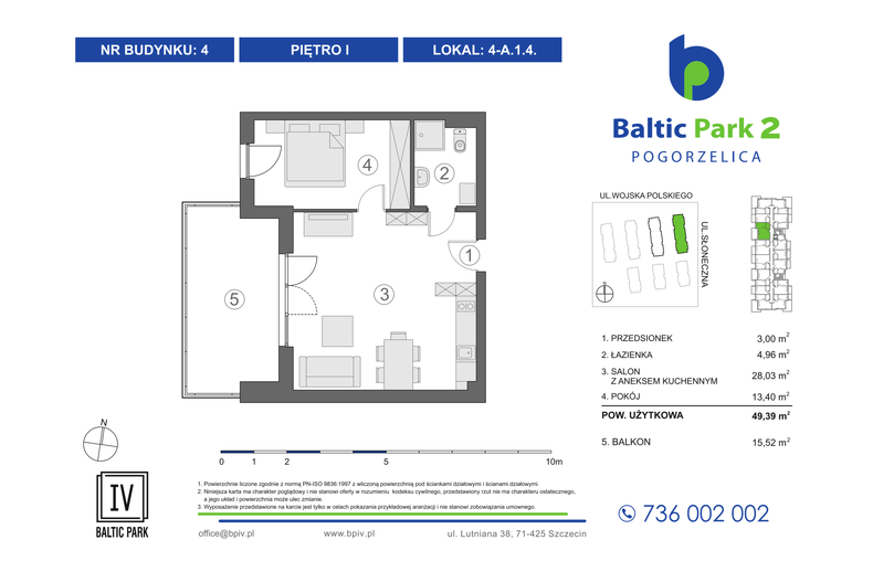Apartament wakacyjny 49,39 m², piętro 1, oferta nr 4-A.1.4
