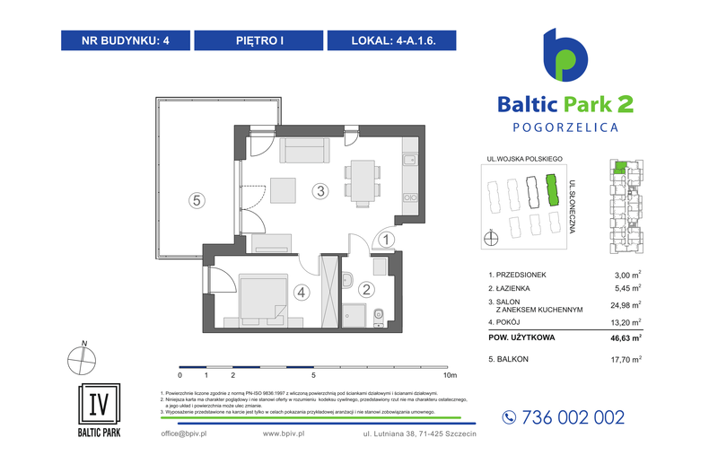 Apartament wakacyjny 46,63 m², piętro 1, oferta nr 4-A.1.6