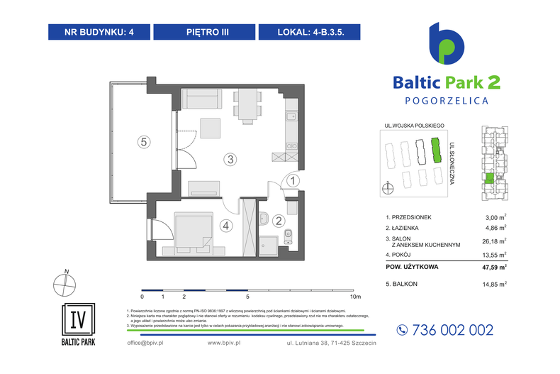 Apartament wakacyjny 47,59 m², piętro 3, oferta nr 4-B.3.5
