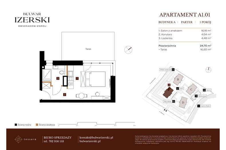 Apartament wakacyjny 24,70 m², parter, oferta nr A1.01