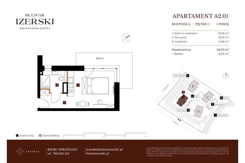 Apartament wakacyjny 24,70 m², piętro 1, oferta nr A2.01