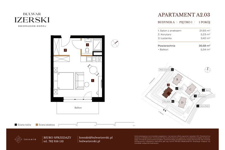 Apartament wakacyjny 30,58 m², piętro 1, oferta nr A2.03