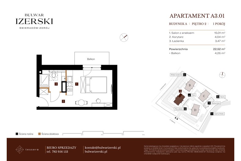 Apartament wakacyjny 22,52 m², piętro 2, oferta nr A3.01