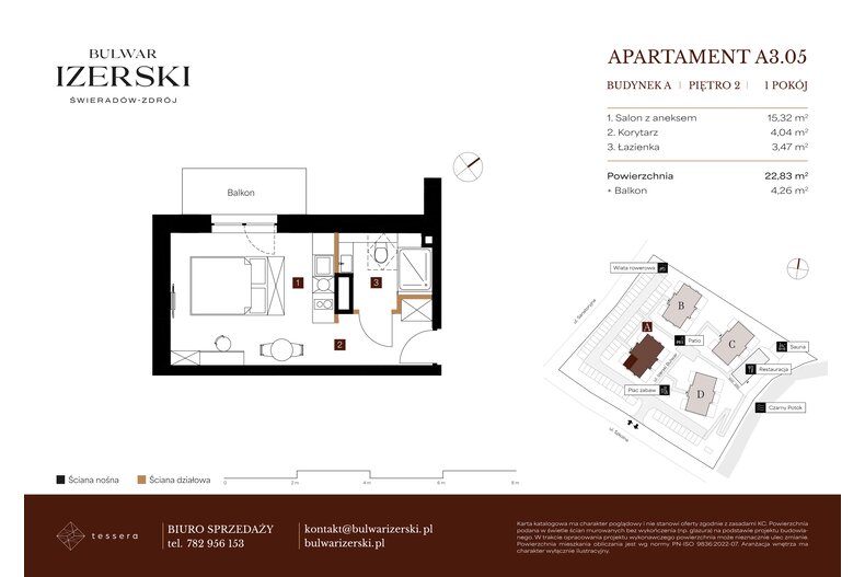 Apartament wakacyjny 22,83 m², piętro 2, oferta nr A3.05