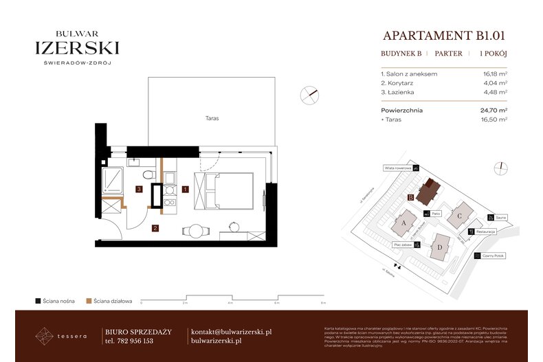 Apartament wakacyjny 24,70 m², parter, oferta nr B1.01