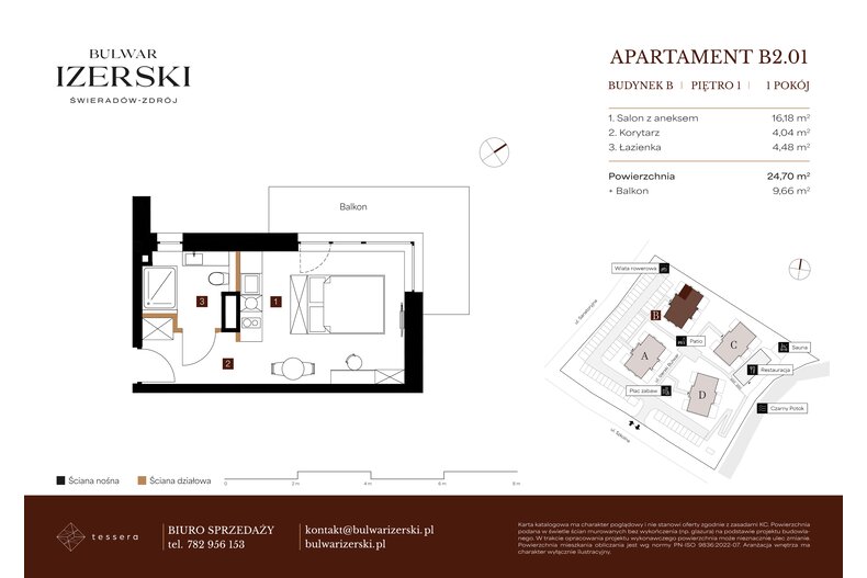 Apartament wakacyjny 24,70 m², piętro 1, oferta nr B2.01
