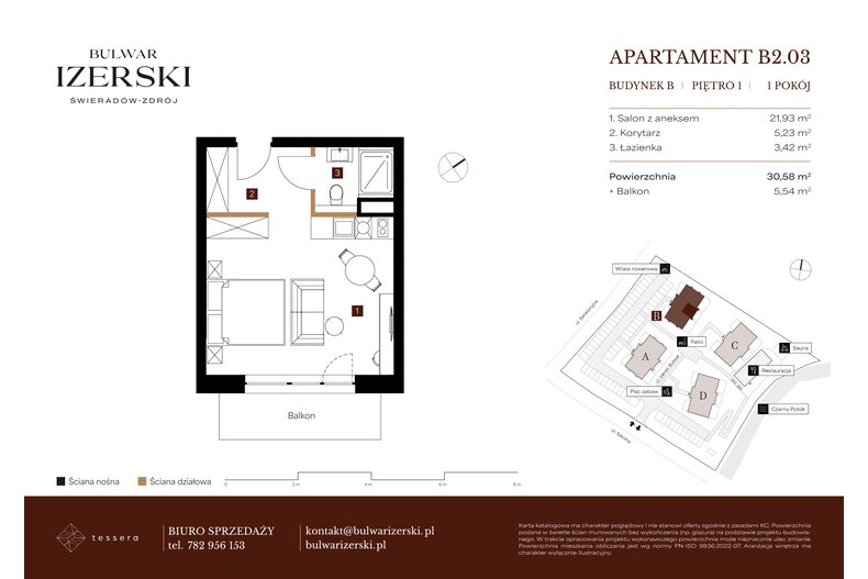 Apartament wakacyjny 30,58 m², piętro 1, oferta nr B2.03