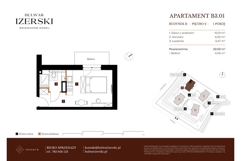 Apartament wakacyjny 22,52 m², piętro 2, oferta nr B3.01