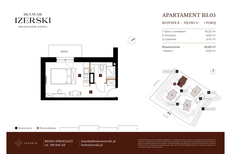 Apartament wakacyjny 22,83 m², piętro 2, oferta nr B3.05