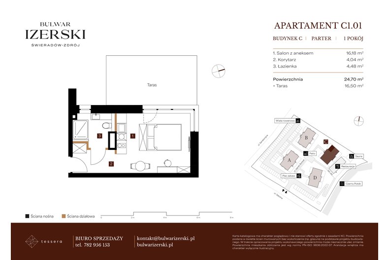 Apartament wakacyjny 24,70 m², parter, oferta nr C1.01
