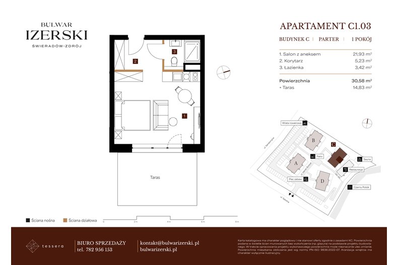 Apartament wakacyjny 30,58 m², parter, oferta nr C1.03