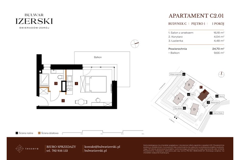 Apartament wakacyjny 24,70 m², piętro 1, oferta nr C2.01