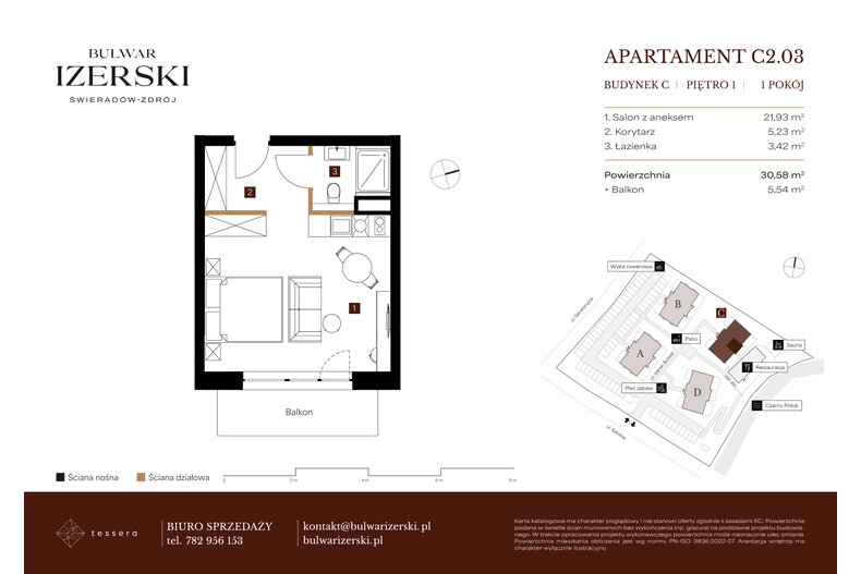 Apartament wakacyjny 30,58 m², piętro 1, oferta nr C2.03