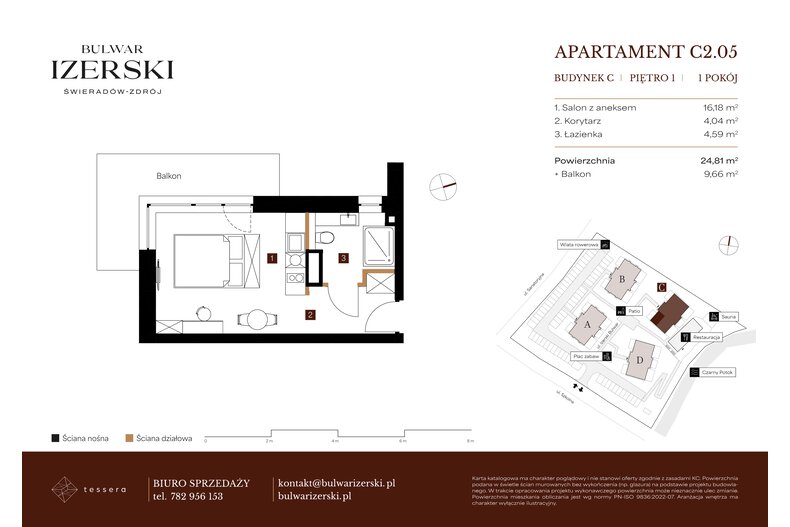 Apartament wakacyjny 24,81 m², piętro 1, oferta nr C2.05