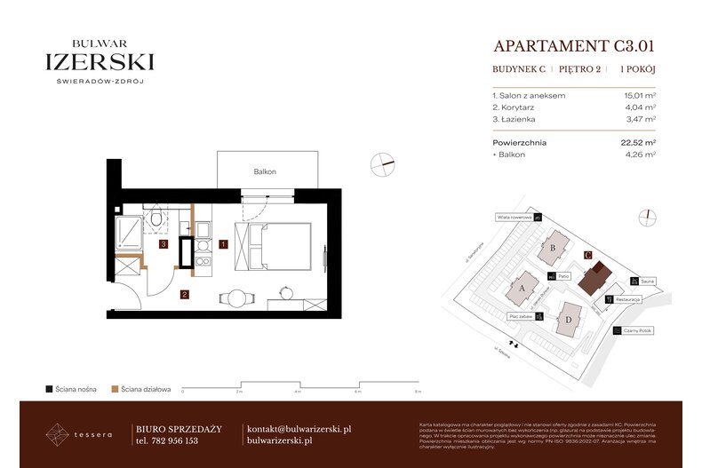 Apartament wakacyjny 22,52 m², piętro 2, oferta nr C3.01