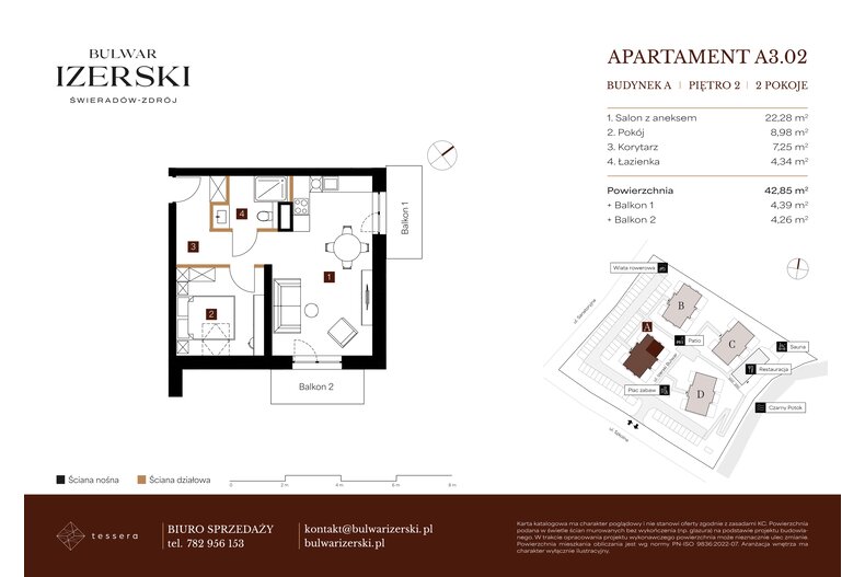 Apartament wakacyjny 42,85 m², piętro 2, oferta nr A3.02