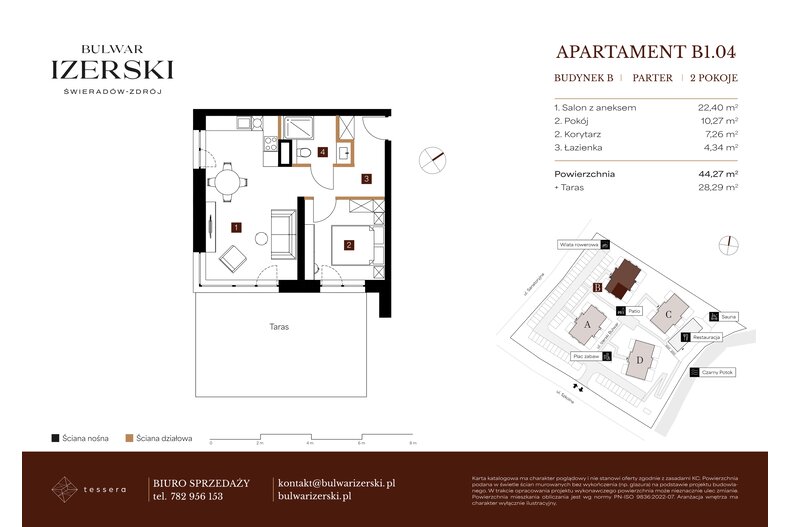 Apartament wakacyjny 44,27 m², parter, oferta nr B1.04