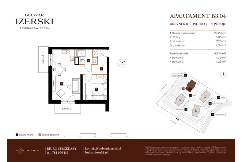 Apartament wakacyjny 42,74 m², piętro 2, oferta nr B3.04
