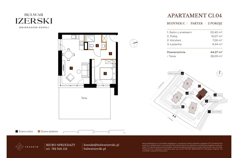 Apartament wakacyjny 44,27 m², parter, oferta nr C1.04