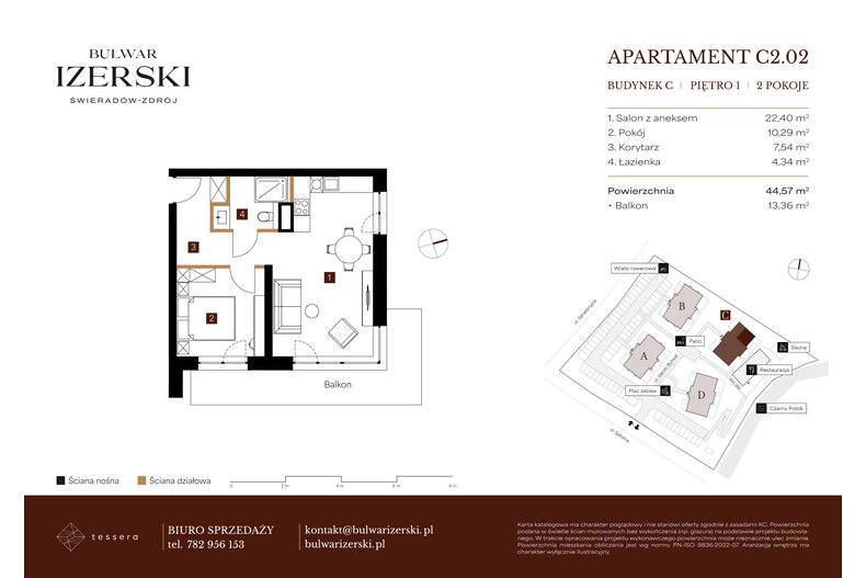 Apartament wakacyjny 44,57 m², piętro 1, oferta nr C2.02