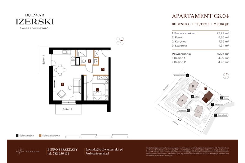 Apartament wakacyjny 42,74 m², piętro 2, oferta nr C3.04
