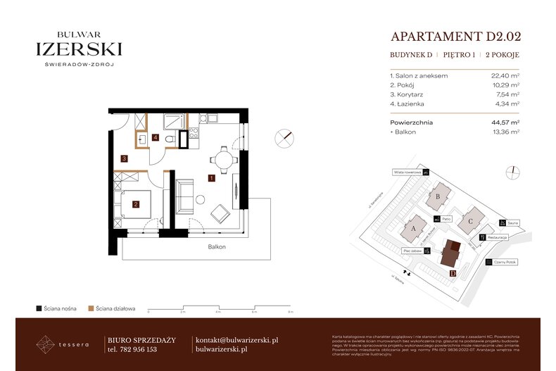 Apartament wakacyjny 44,57 m², piętro 1, oferta nr D2.02