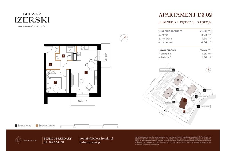 Apartament wakacyjny 42,85 m², piętro 2, oferta nr D3.02