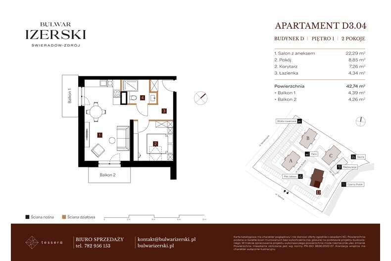 Apartament wakacyjny 42,74 m², piętro 2, oferta nr D3.04