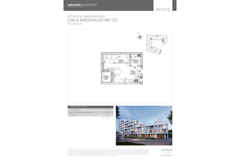 Apartament wakacyjny 30,53 m², piętro 3, oferta nr M122