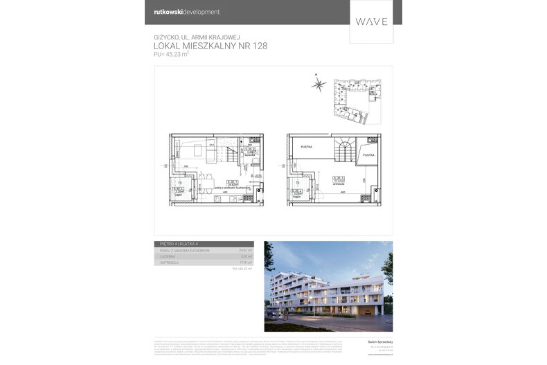 Apartament wakacyjny 45,23 m², piętro 4, oferta nr M128