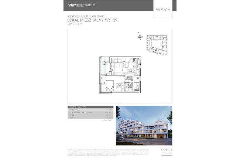 Apartament wakacyjny 34,15 m², piętro 1, oferta nr M139
