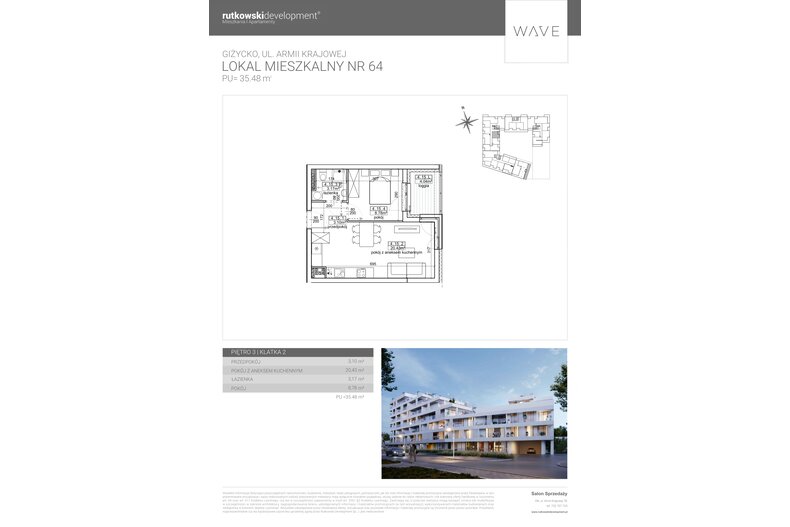 Apartament wakacyjny 35,48 m², piętro 3, oferta nr M64