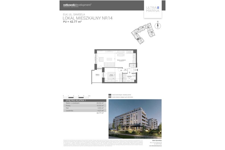 Apartament wakacyjny 42,77 m², piętro 3, oferta nr M14