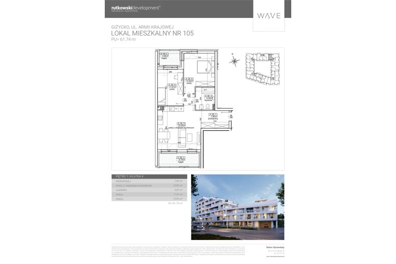 Apartament wakacyjny 61,74 m², piętro 1, oferta nr M105