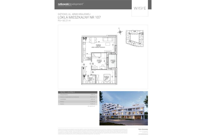Apartament wakacyjny 60,21 m², piętro 1, oferta nr M107
